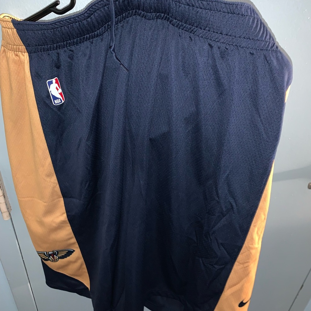 New Orleans Pelicans Shorts Nike Dark Blue and Gold Athletic Shorts